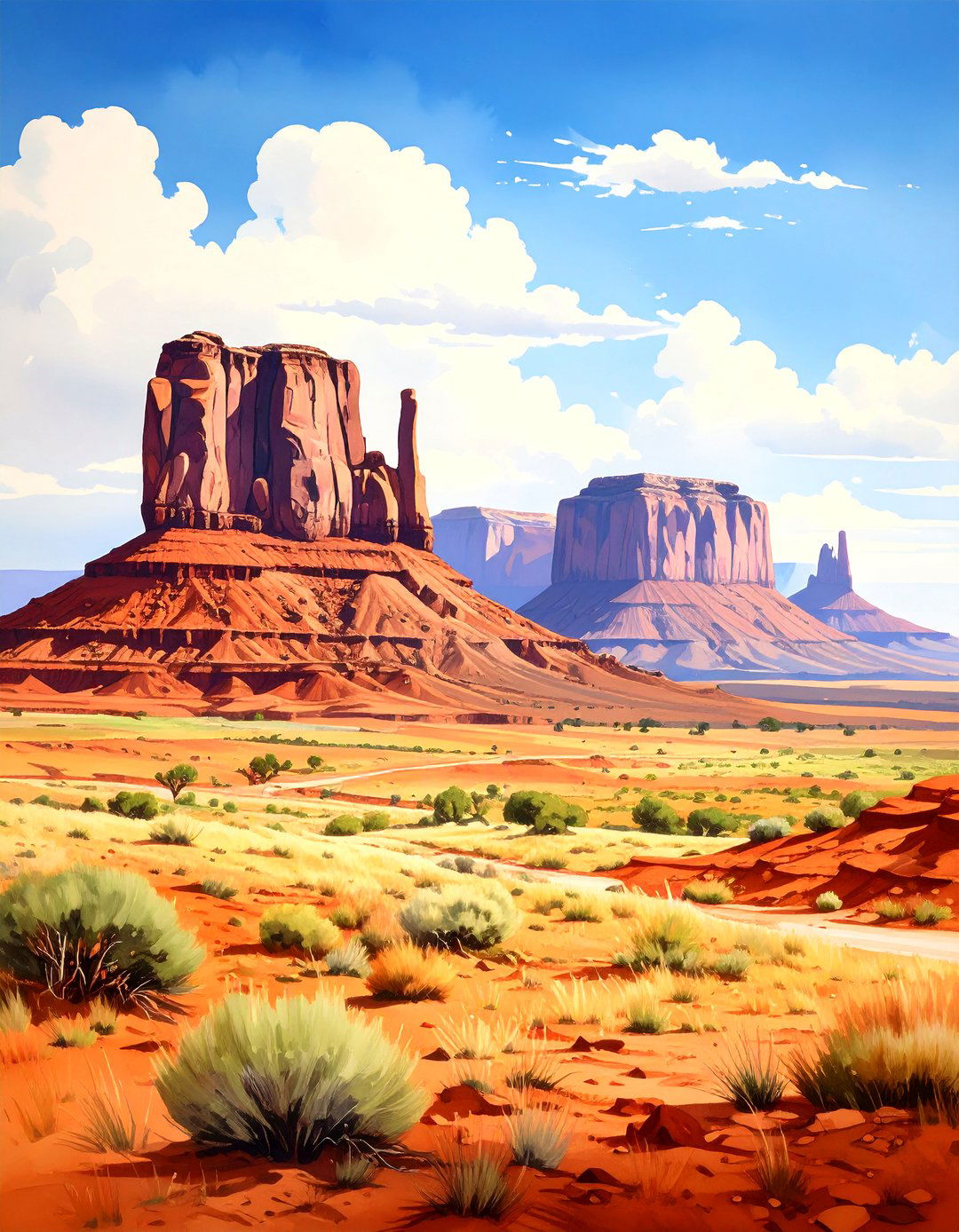 A Southwestern Mesa and Butte Landscape - 30 landscape drawing ideas