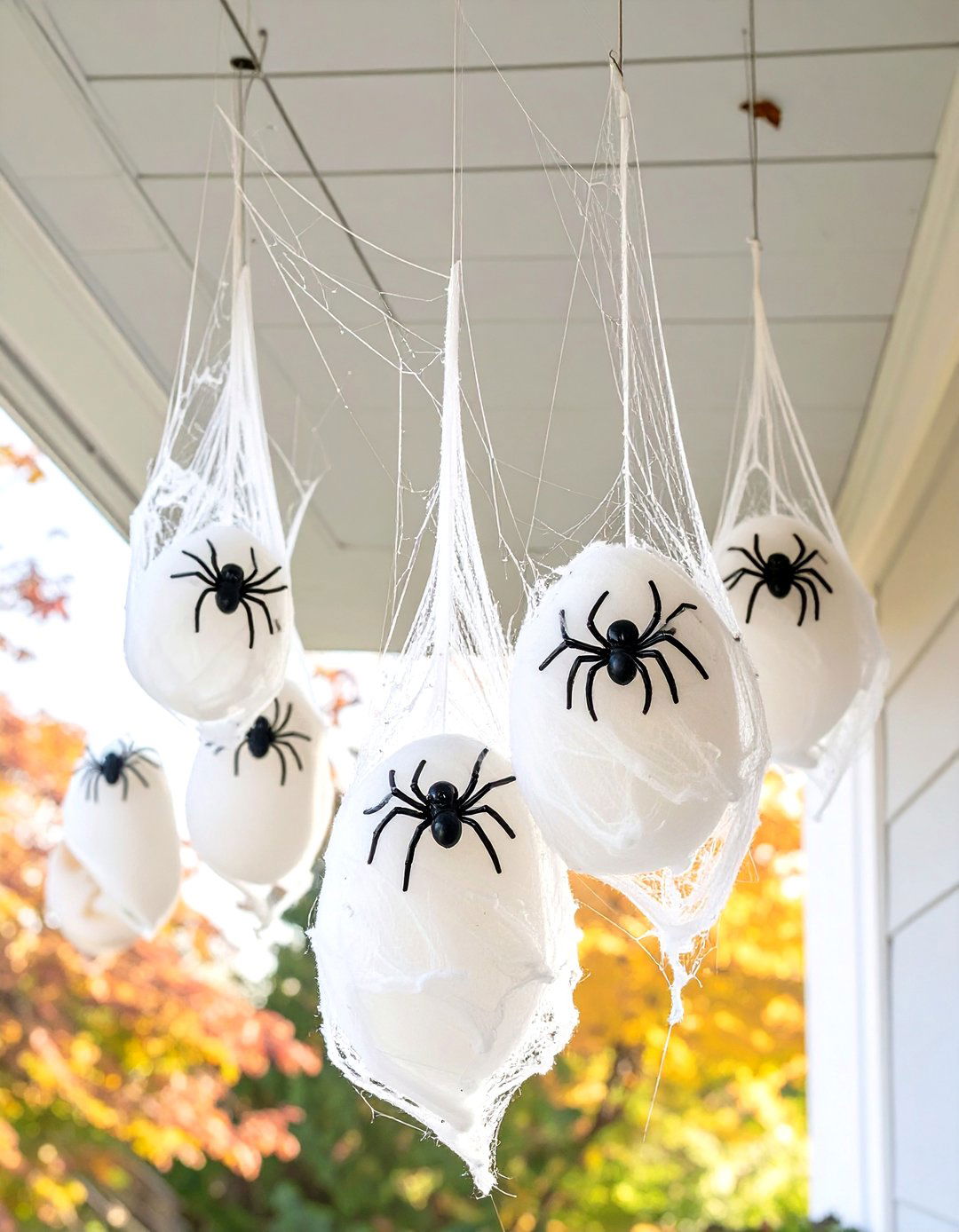 A Spooky Spider Egg Sac - 30 outdoor halloween decoration ideas