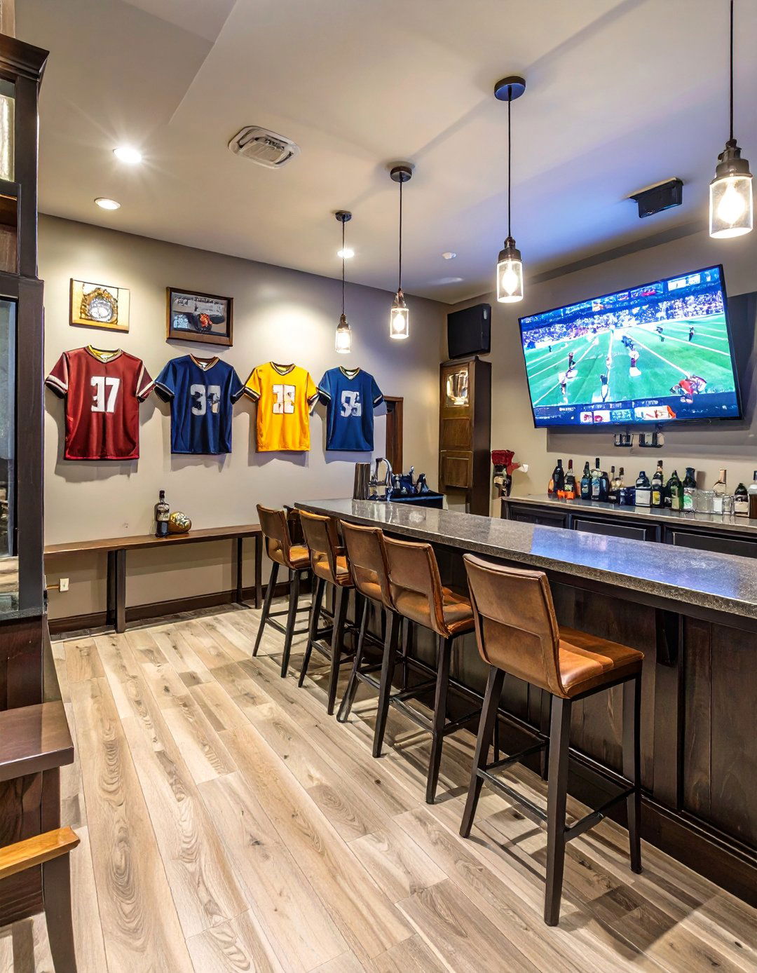 A Sports Fans Basement Bar - 30 basement bar designs