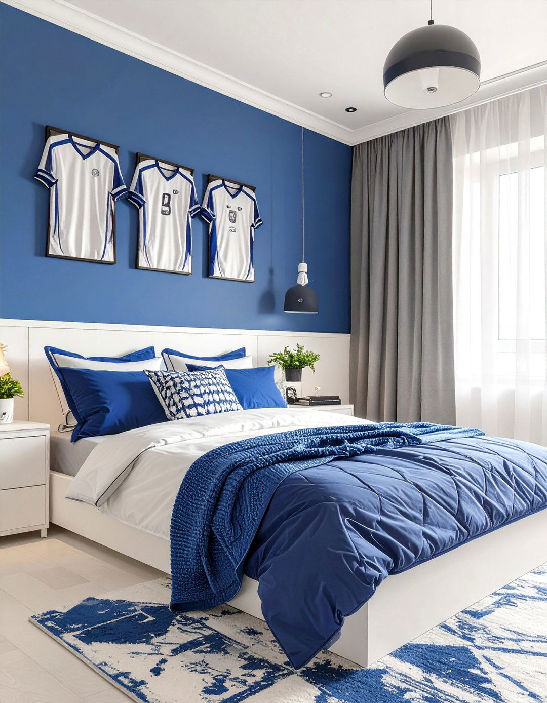 A Sporty and Youthful Bedroom - 30 blue and white bedroom ideas