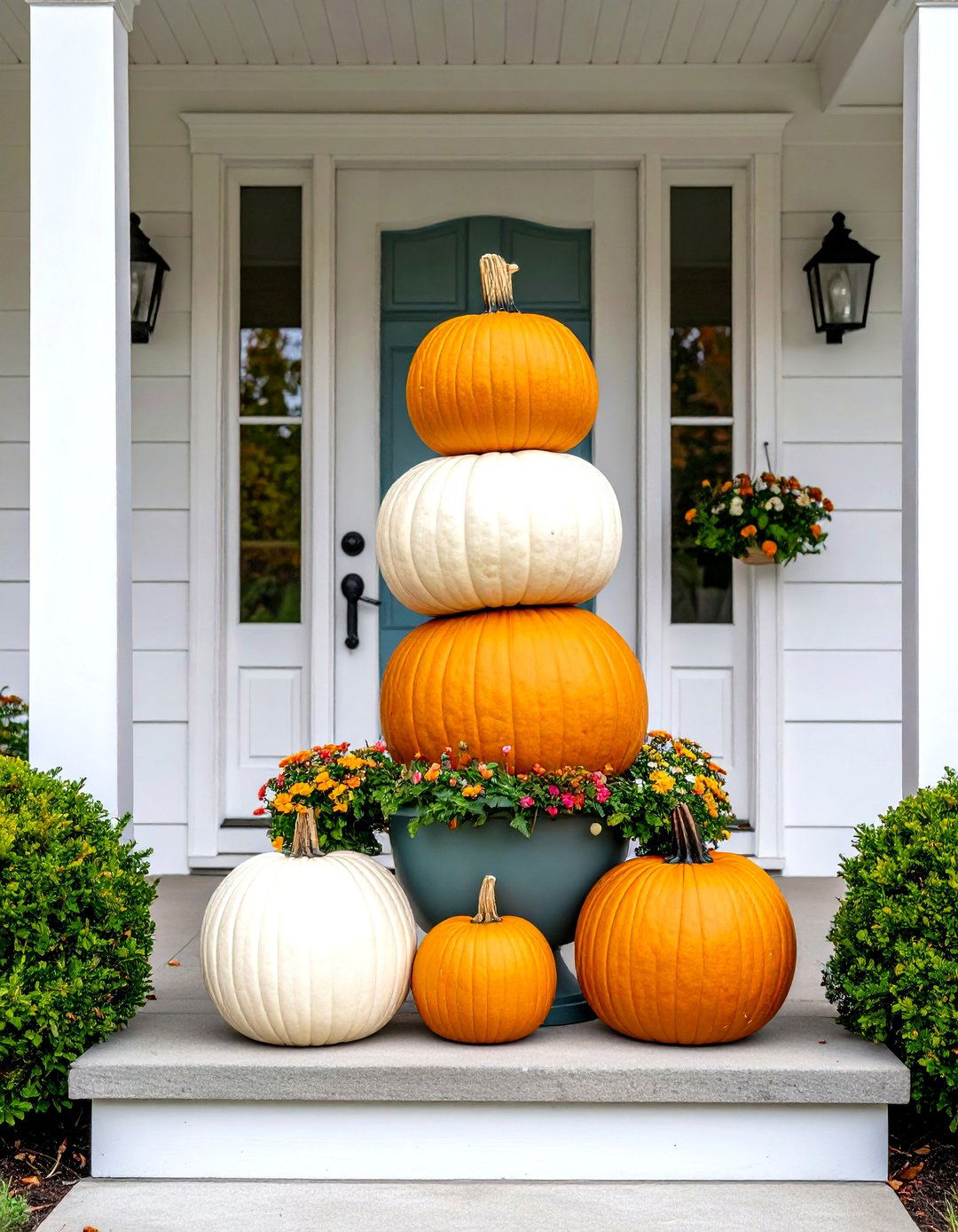 A Stacked Pumpkin Topiary - 30 fall outdoor decorating ideas