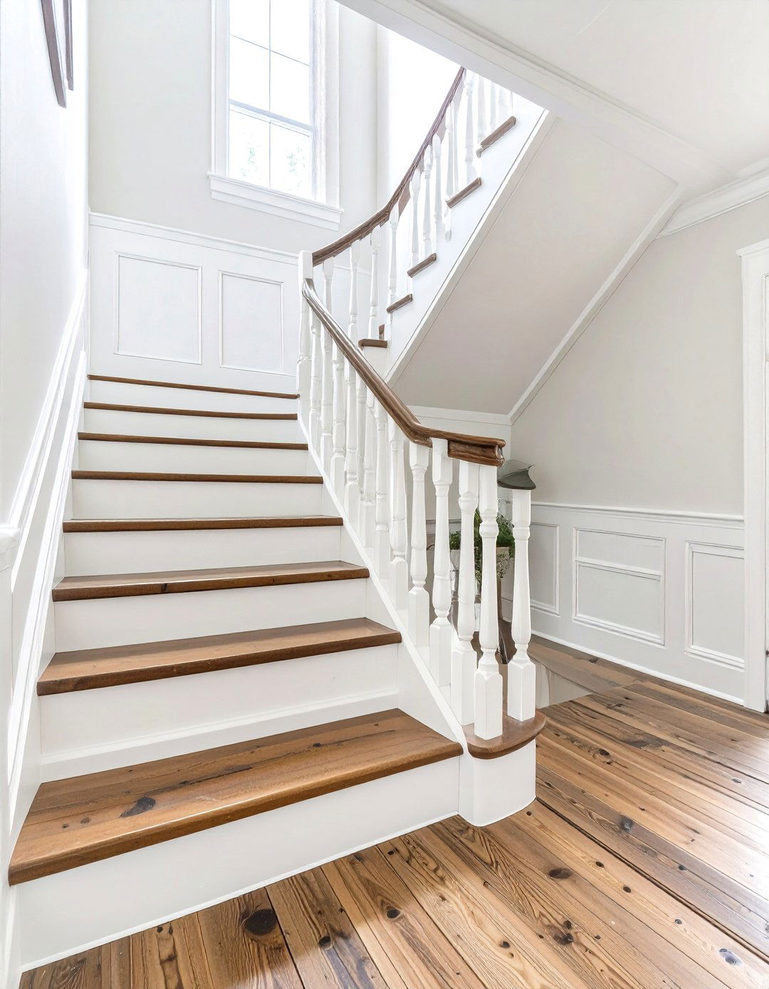 A Staircase with Painted Risers - 30 american colonial interior design ideas
