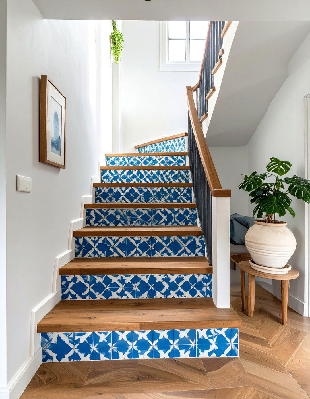A Staircase with Tile Risers - 30 modern spanish style interior design ideas