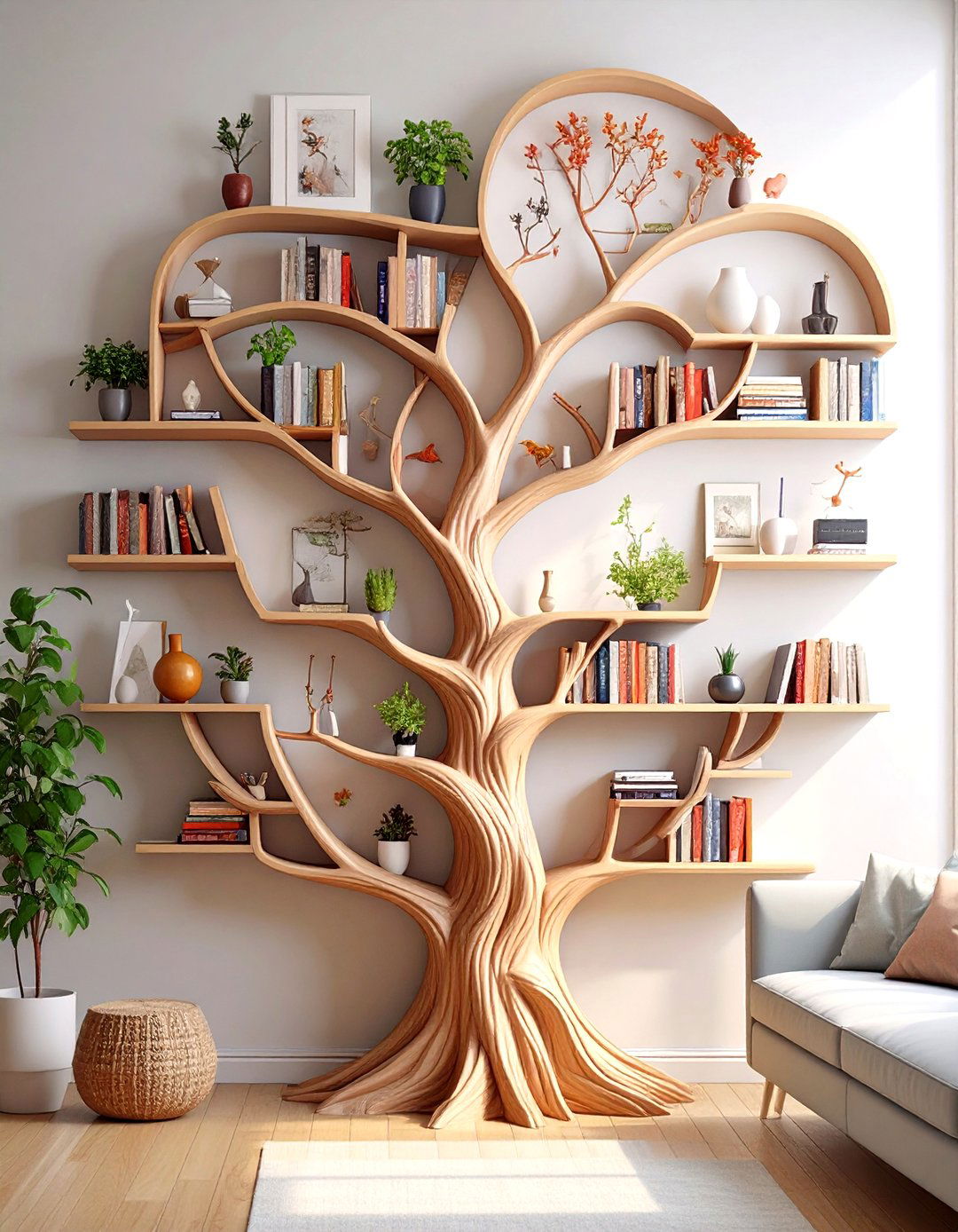 A Statement Bookshelf - 30 modern large wall decor ideas for living room
