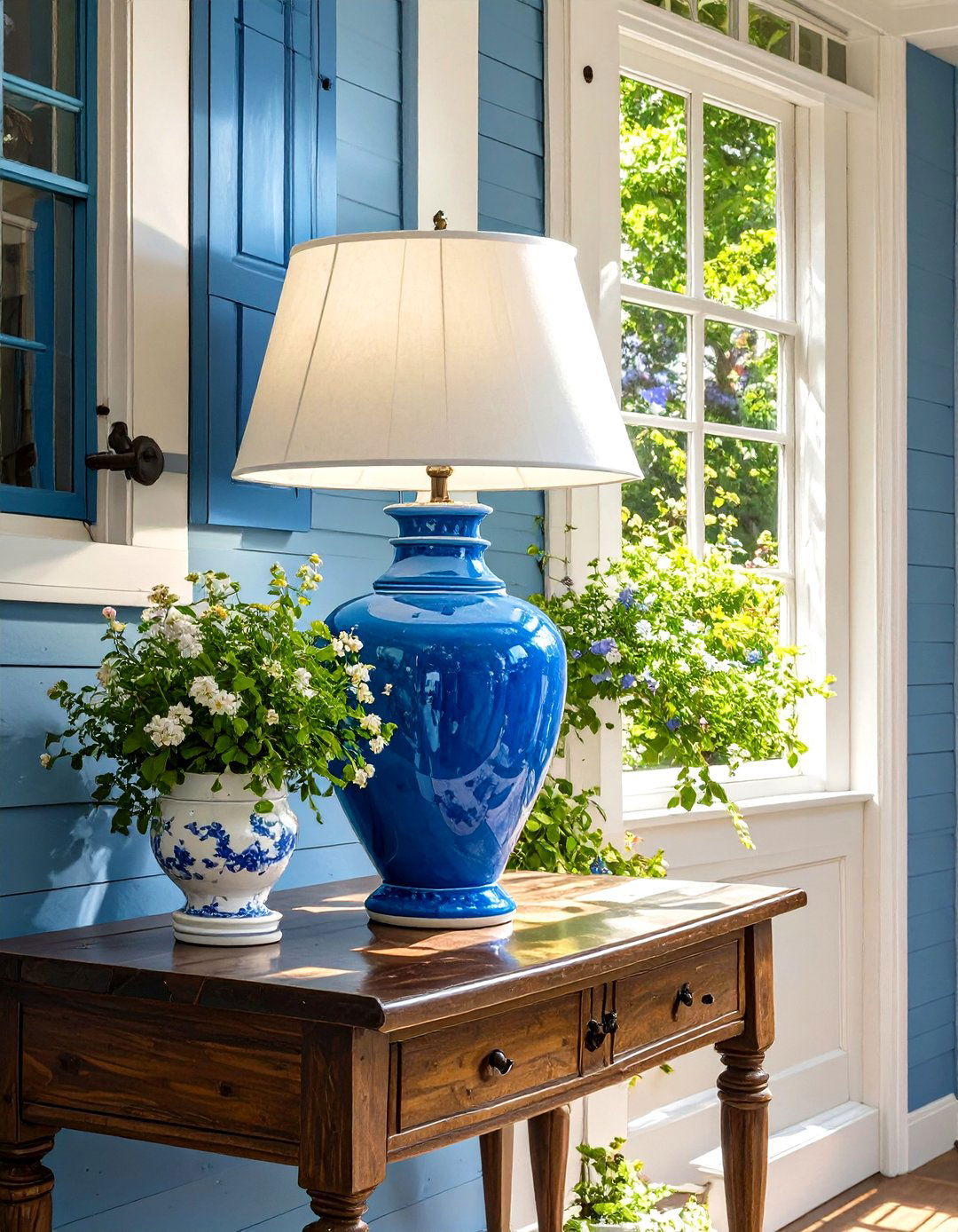 A Statement Console Table Lamp - 30 small entryway lighting ideas
