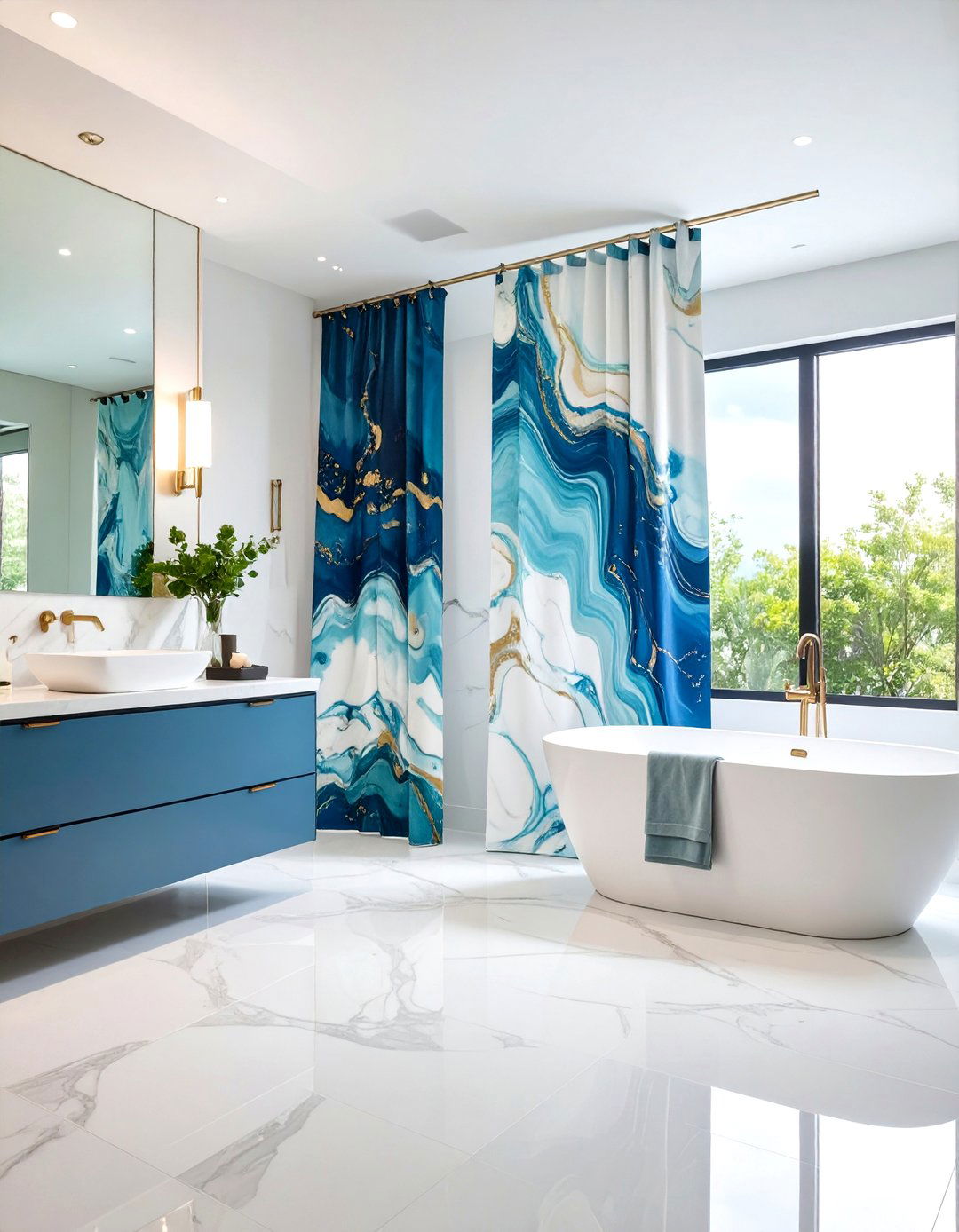 A Statement Shower Curtain - 30 pinterest bathroom ideas