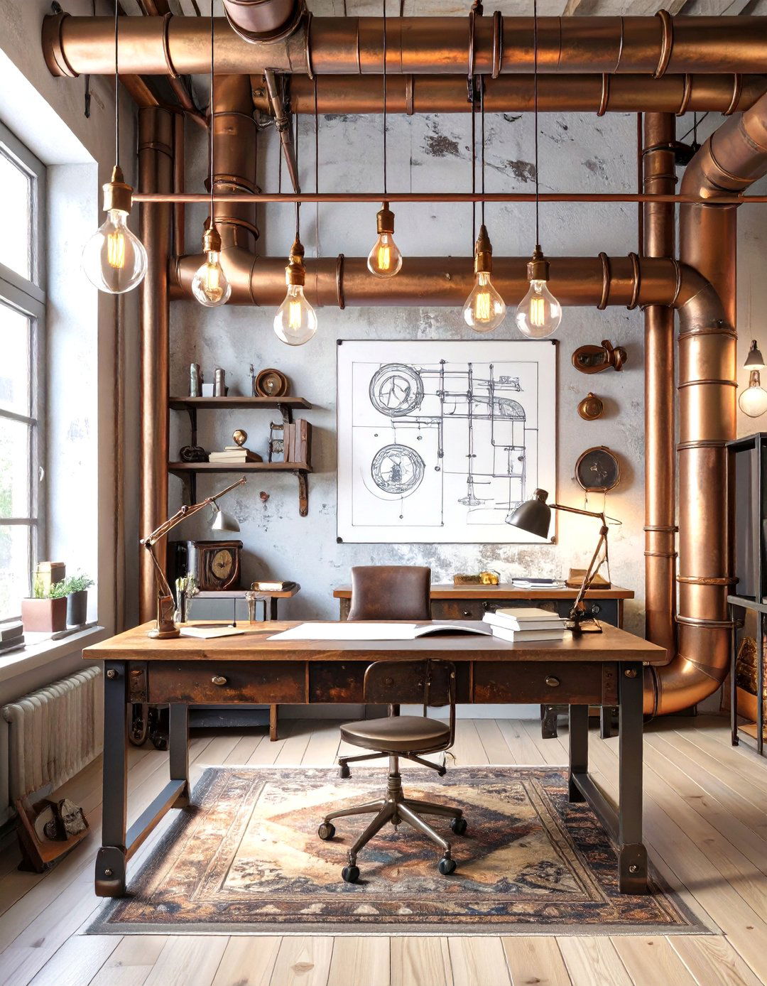 A Steampunk Inspired Study Sketch - 30 interior design sketches ideas