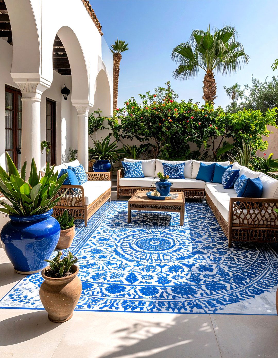 A Stenciled Concrete Slab Patio - 30 diy patio ideas