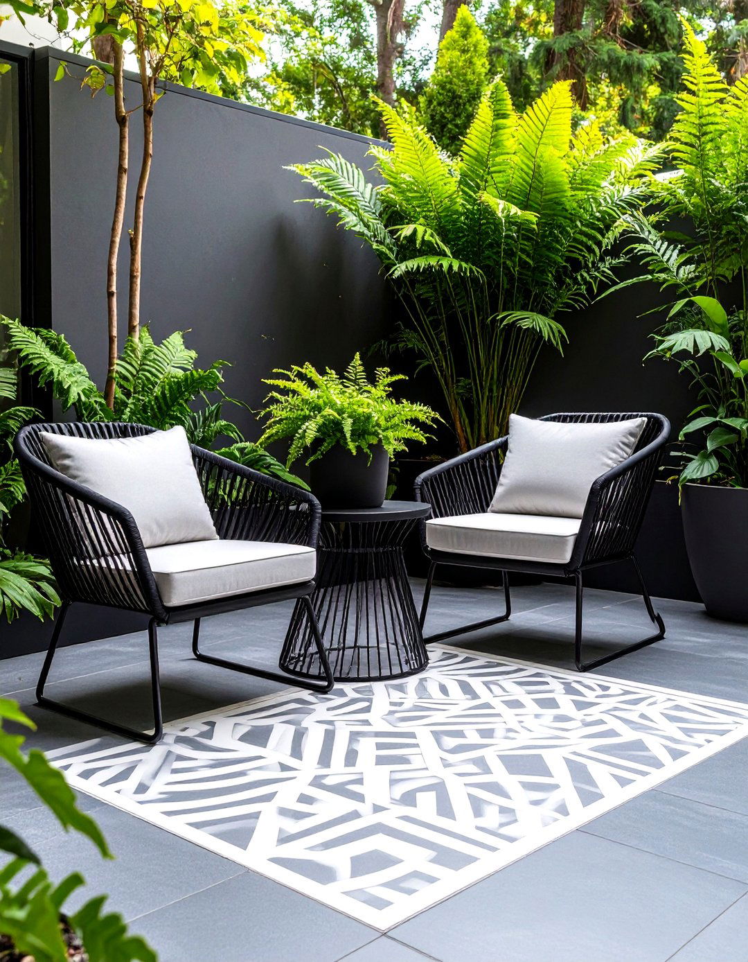A Stenciled Faux Tile Patio - 30 inexpensive ways to cover concrete patio ideas