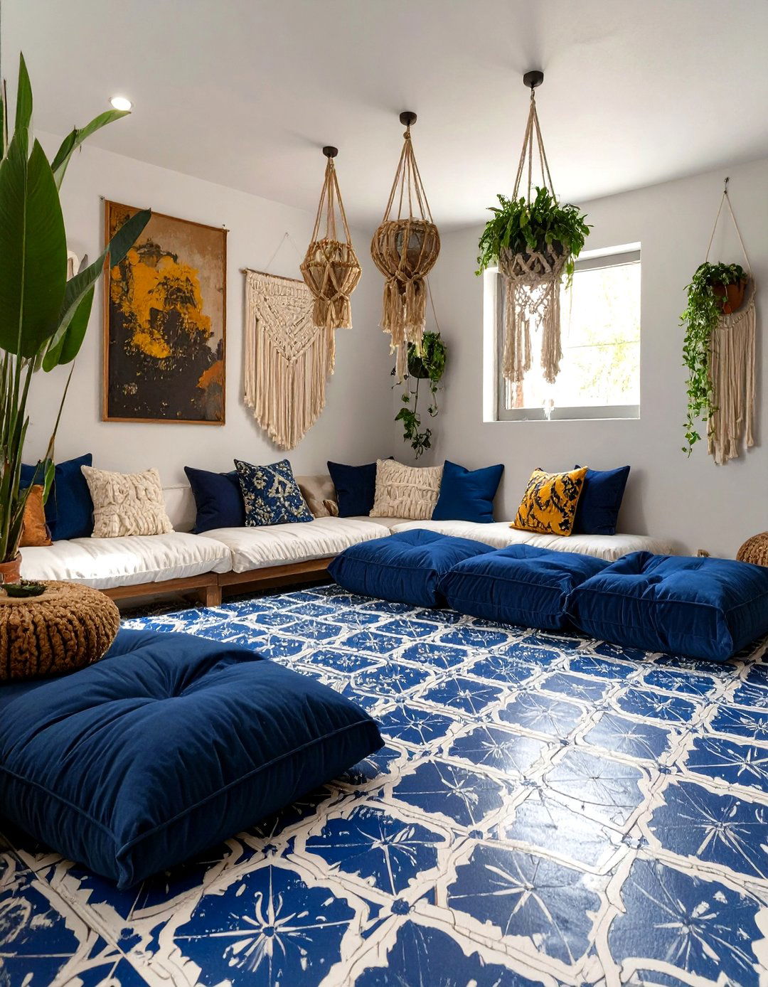 A Stenciled Moroccan Tile Effect - 30 basement floor paint ideas