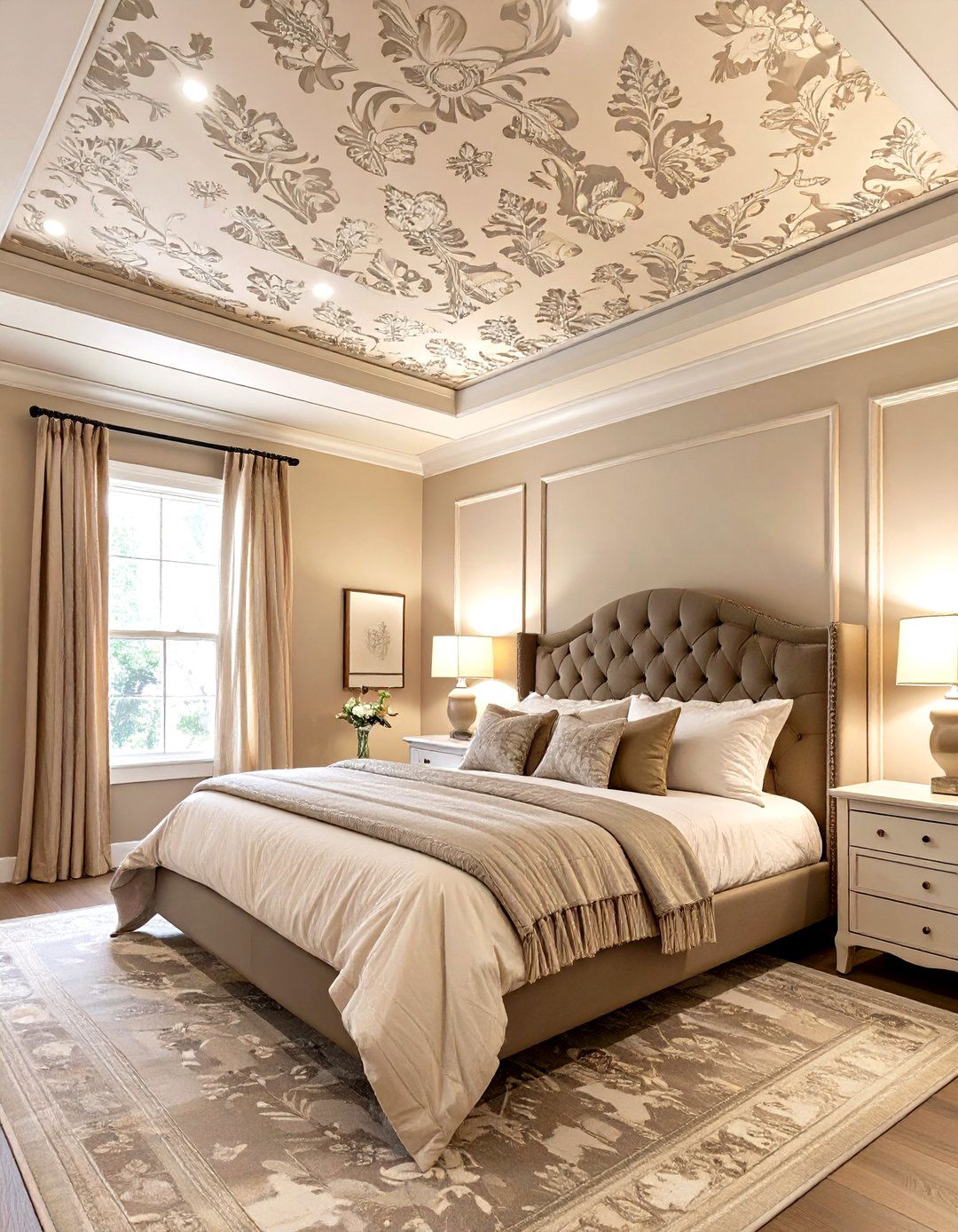 A Stenciled Pattern Bedroom Ceiling - 30 master bedroom tray ceiling ideas