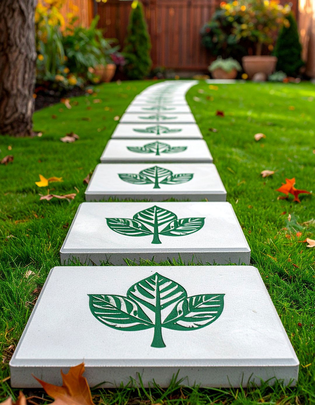 A Stenciled Stepping Stone Path - 30 backyard ideas on a budget