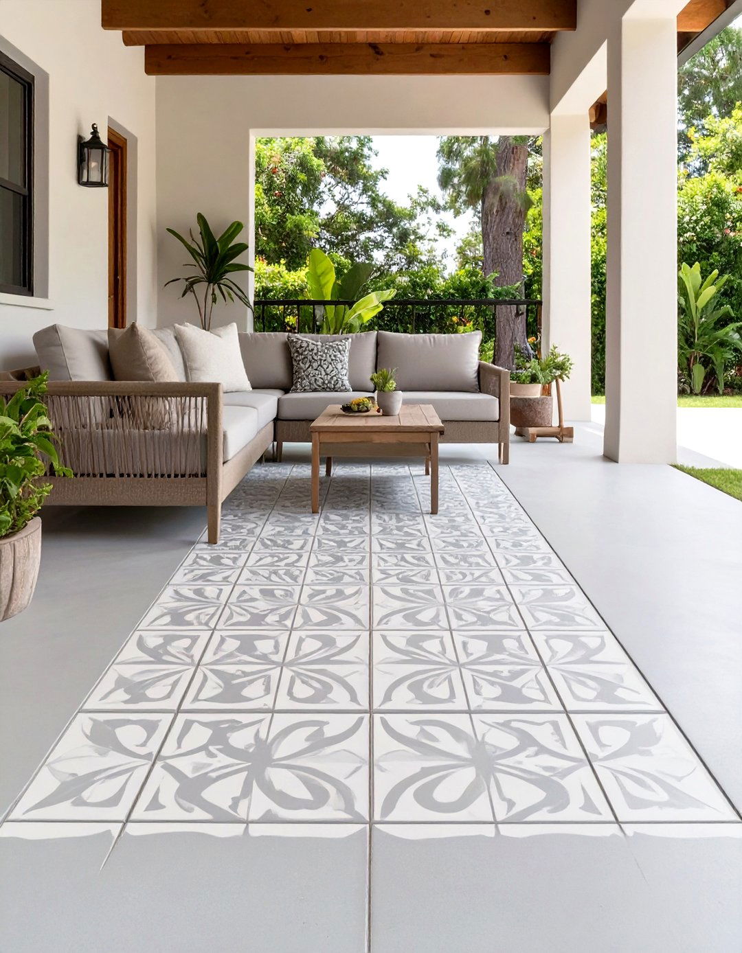 A Stenciled or Painted Patio Floor - 30 simple patio ideas