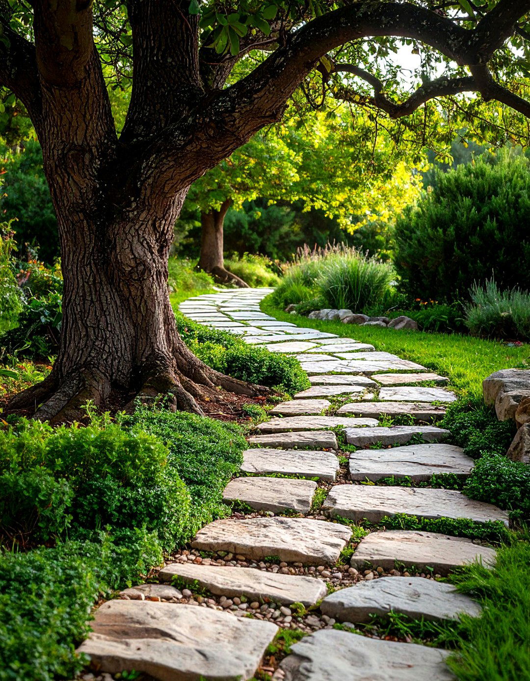A Stepping Stone Pathway - 30 landscaping ideas around trees pictures