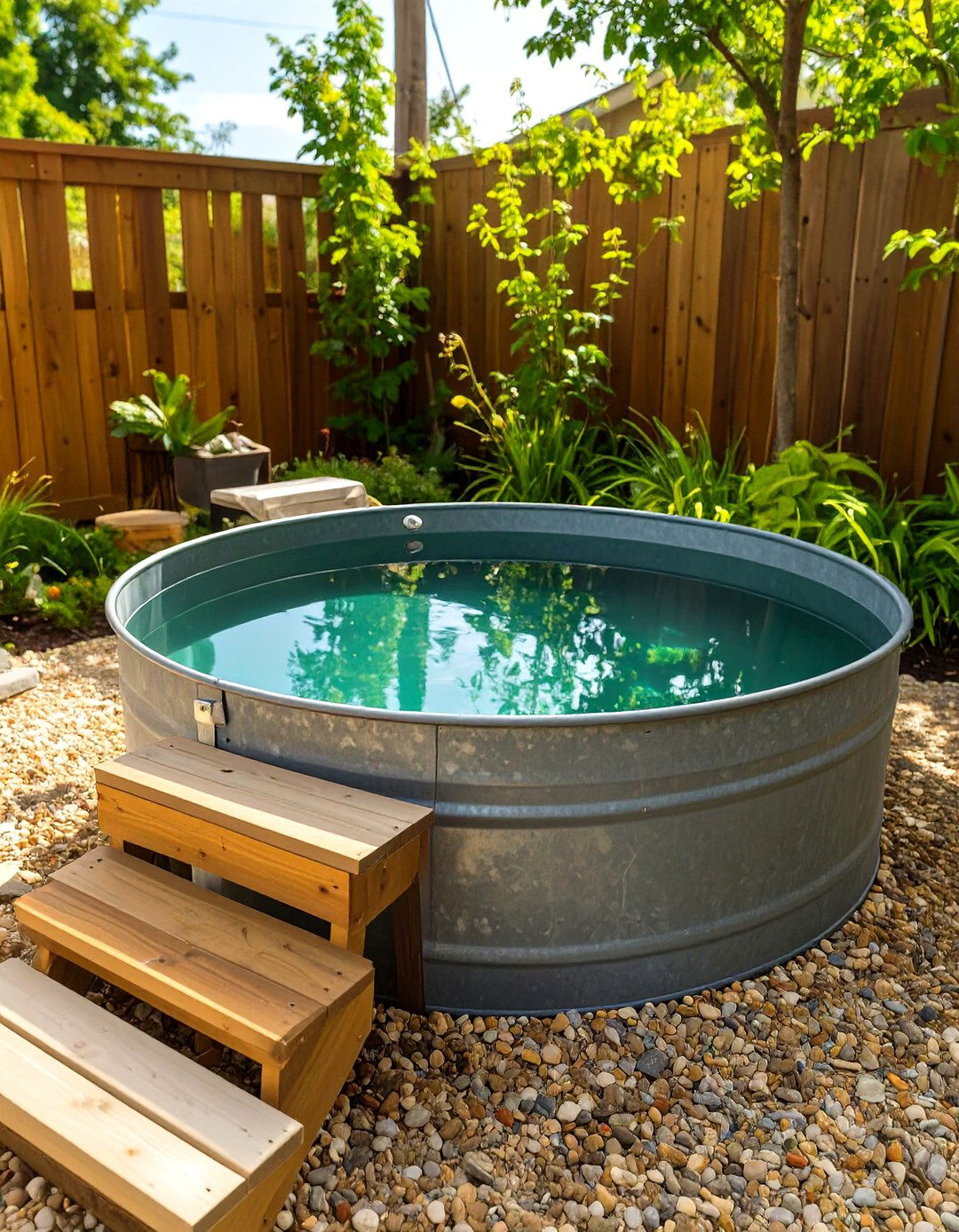 A Stock Tank Plunge Pool - 30 cheap landscaping ideas