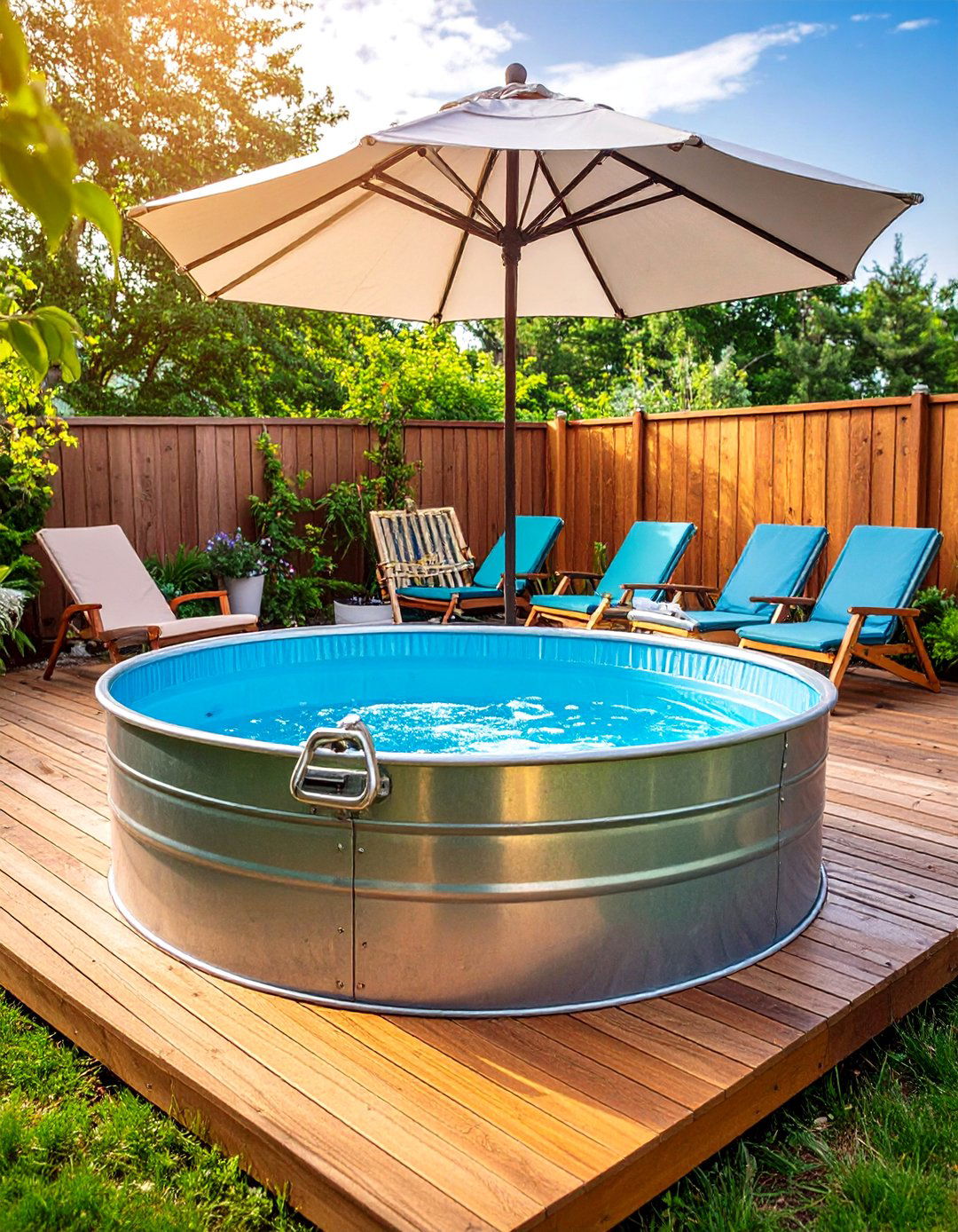 A Stock Tank Pool Plunge Zone - 30 backyard ideas for small yards
