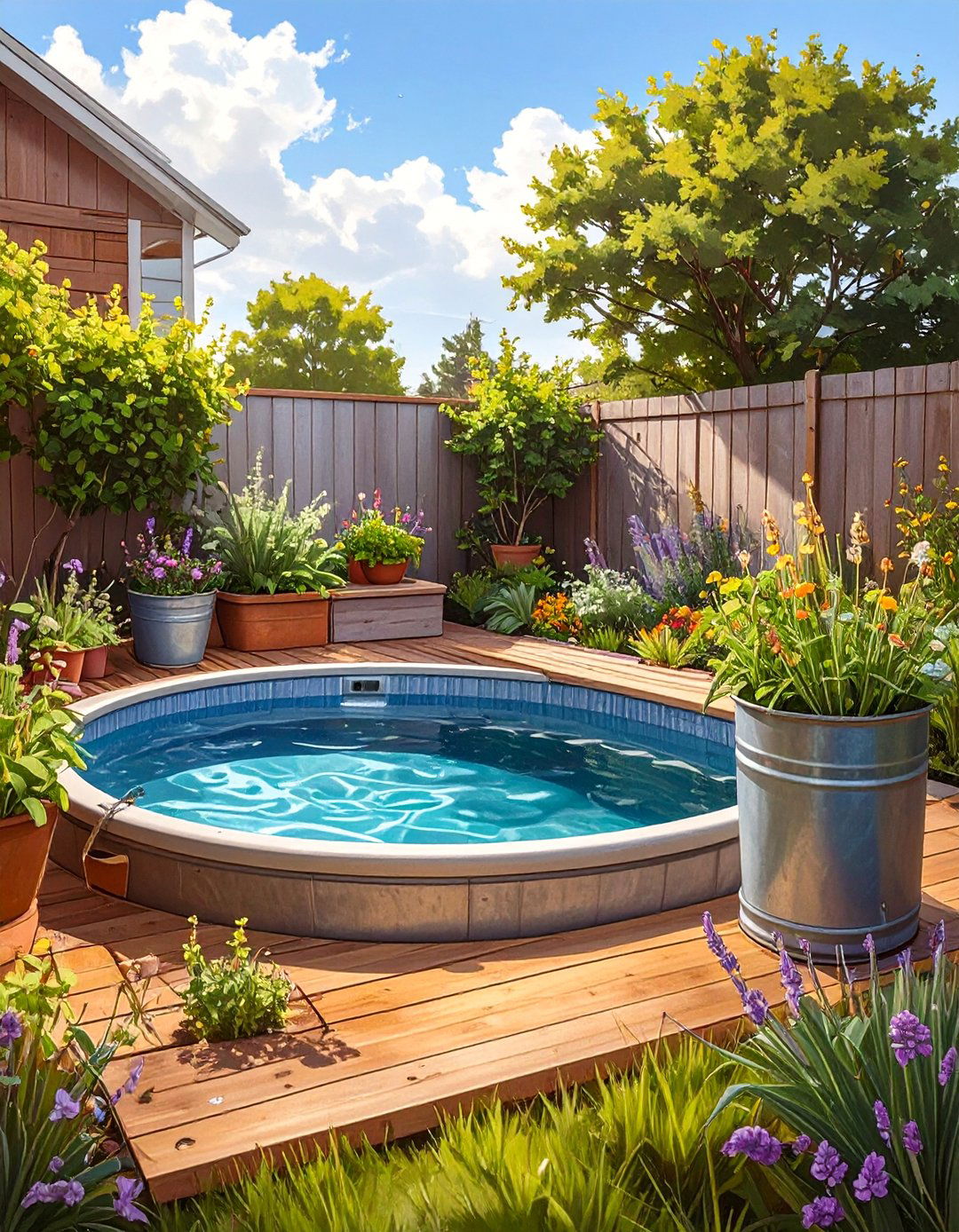 A Stock Tank Pool with a Deck - 30 above ground pool landscaping ideas