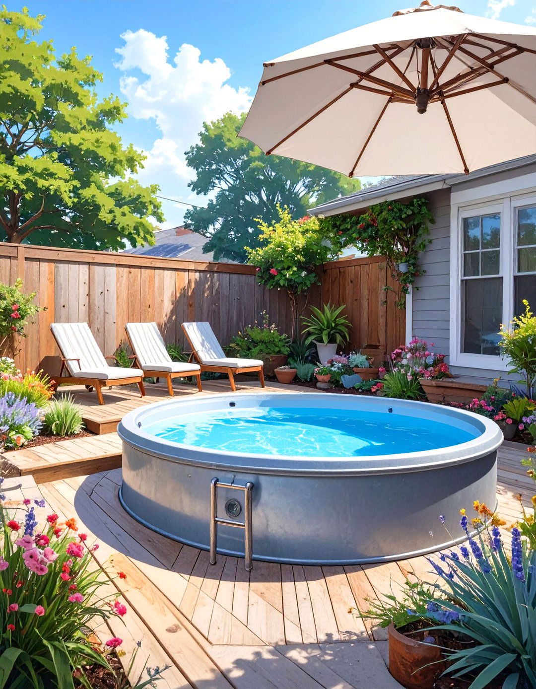 A Stock Tank Poolside Patio - 30 backyard patio ideas on a budget