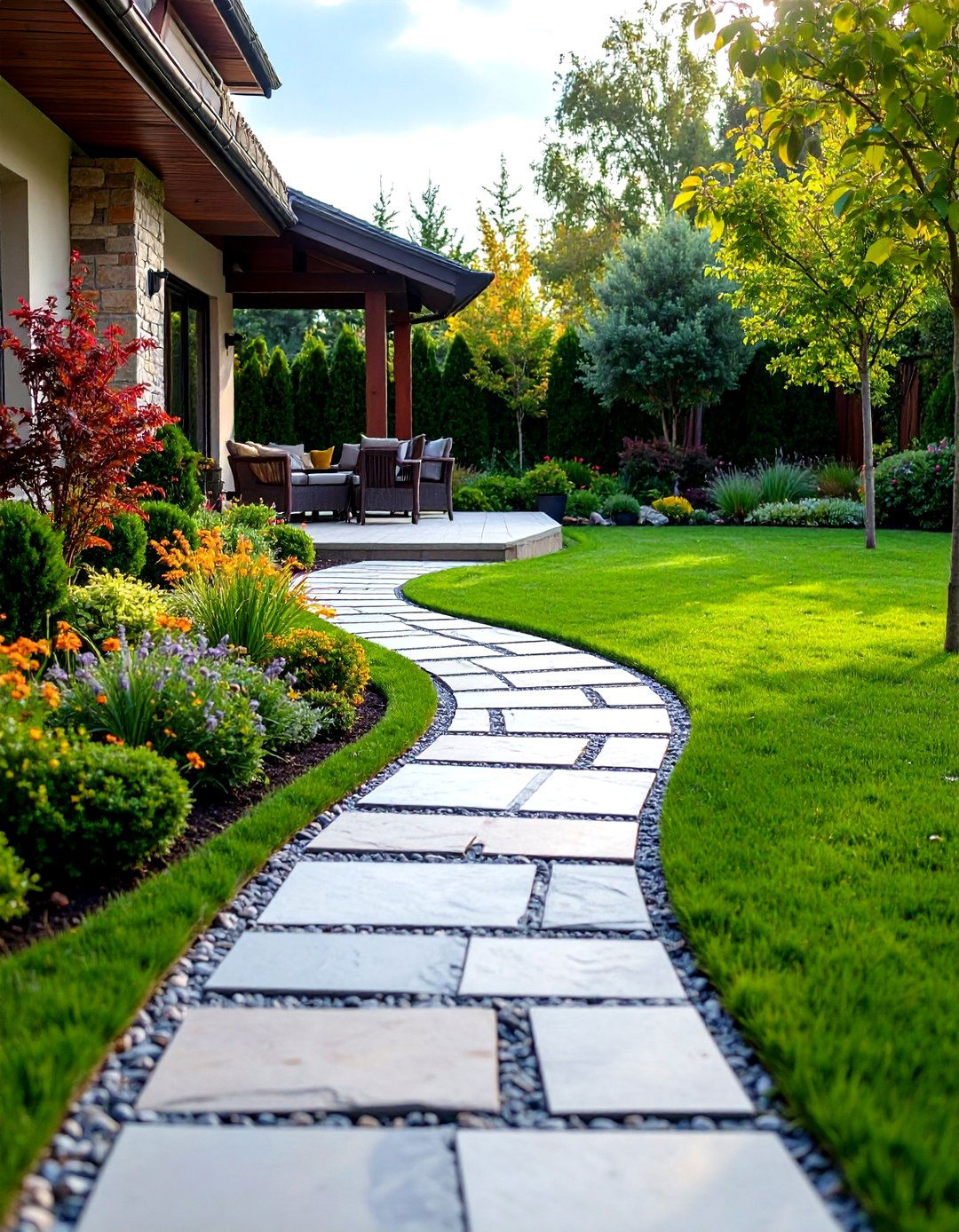 A Stone Pathway Leading to the Patio - 30 patio decorating ideas
