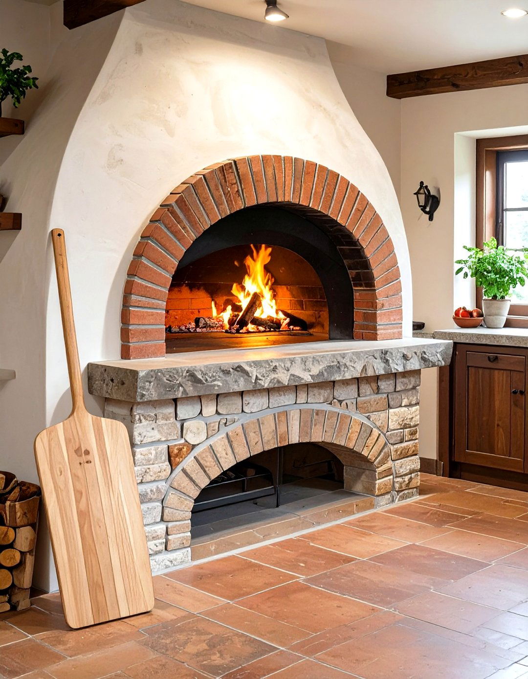 A Stone Pizza Oven in a Tuscan Kitchen - 30 tuscan kitchen design ideas