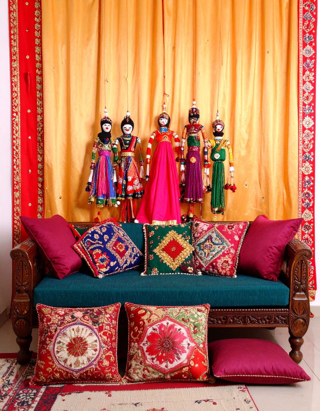 A Storytelling Corner with Puppets - 30 diwali decoration ideas for living room