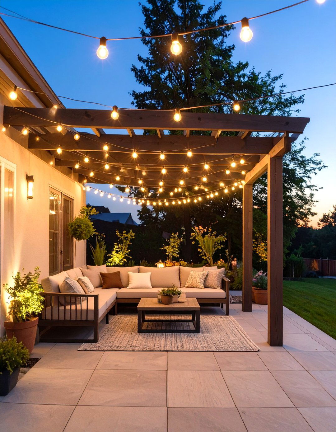 A String Light Canopy - 30 cheap landscaping ideas