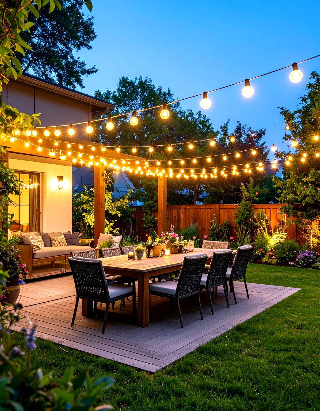 A String Light Canopy for Evenings - 30 easy backyard ideas