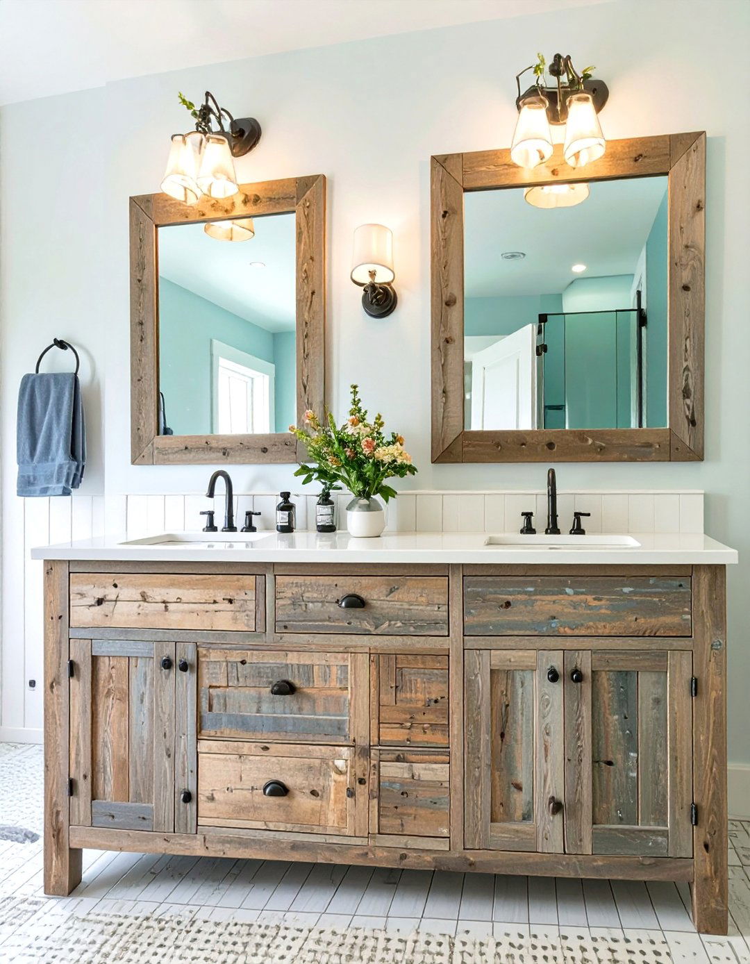 A Subway Tile and Grout Contrast Bathroom - 30 farmhouse rustic bathroom ideas