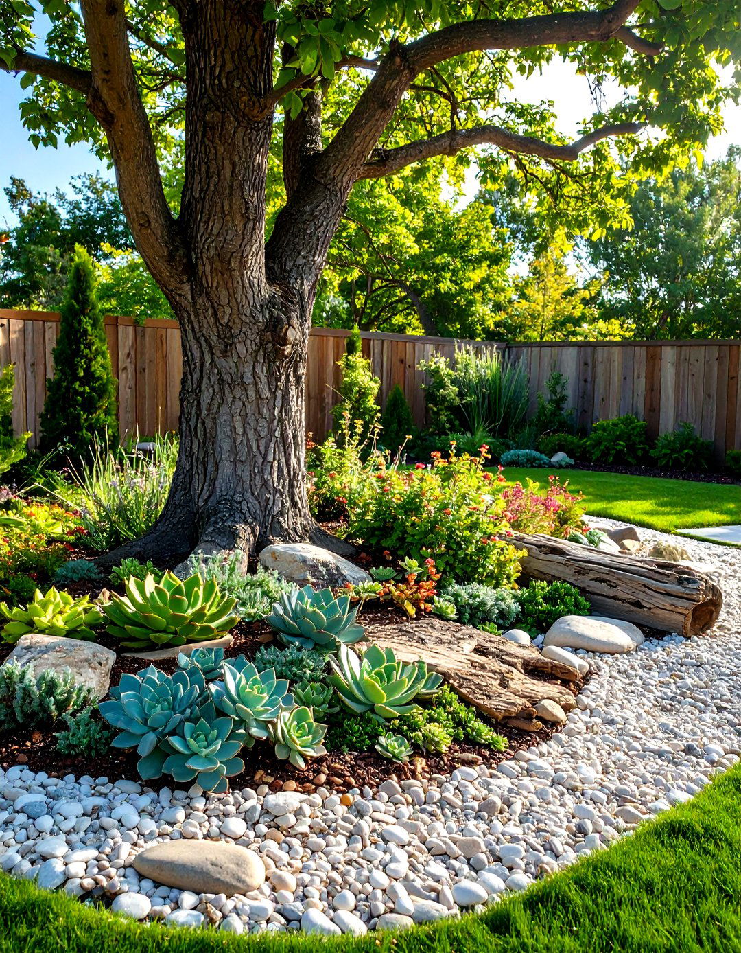 A Succulent and Rock Garden - 30 landscaping ideas around trees pictures