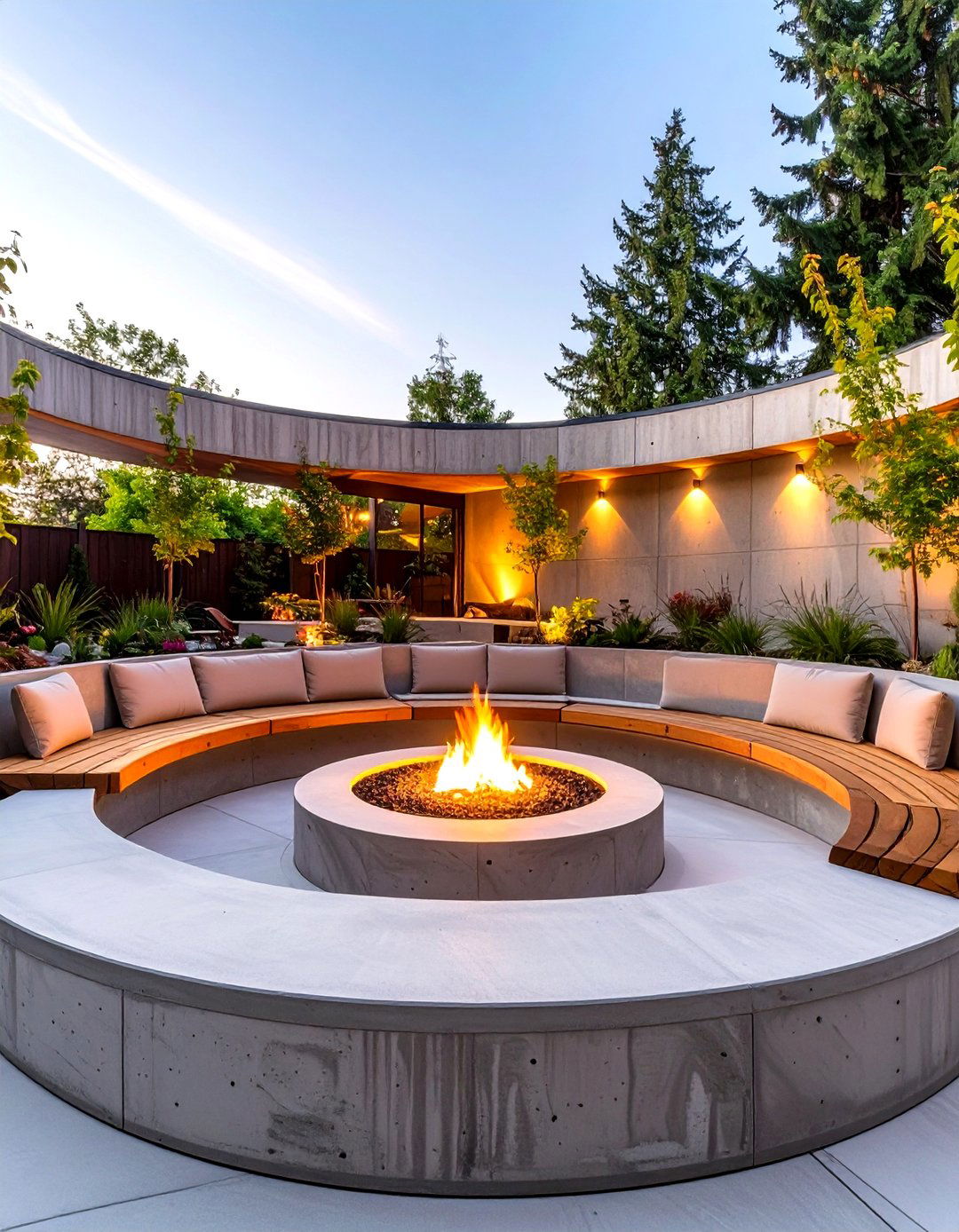 A Sunken Lounge with Fire Pit - 30 modern backyard ideas no grass
