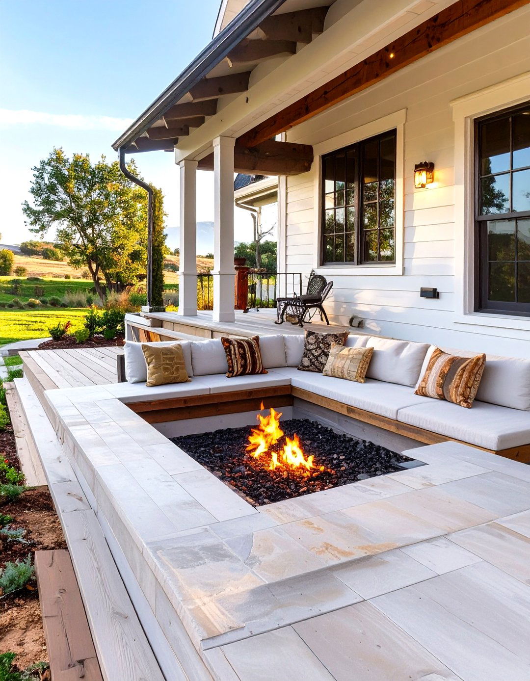 A Sunken Porch Conversation Pit - 30 front porch ideas for ranch style homes before and after