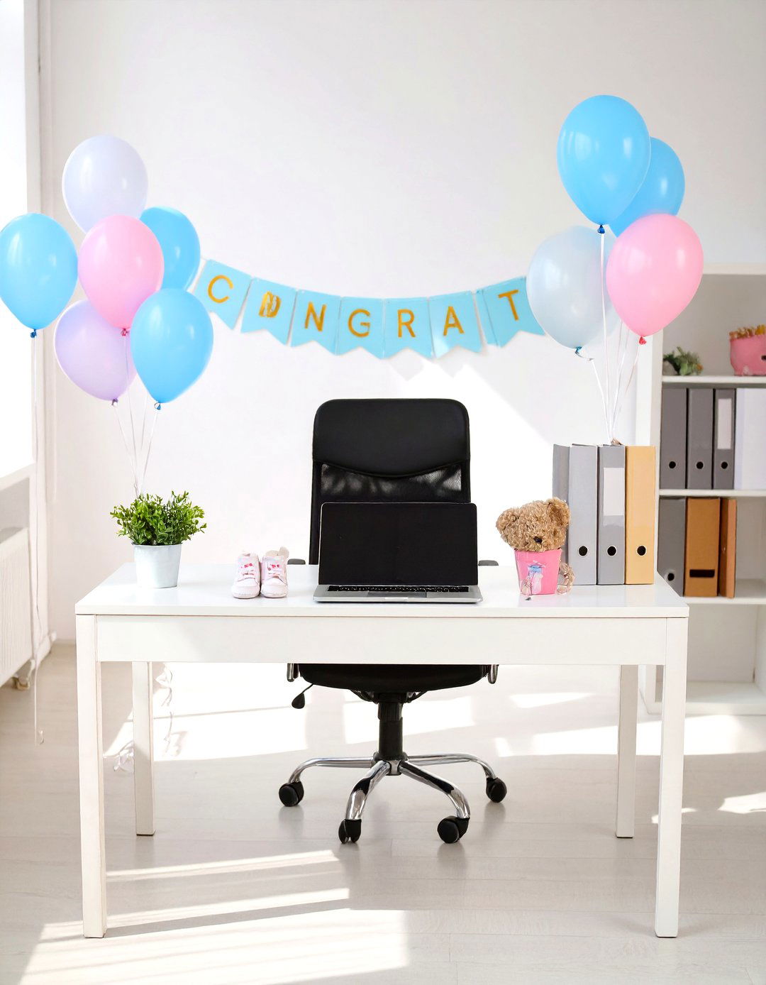 A Surprise Desk Decoration - 30 work baby shower ideas