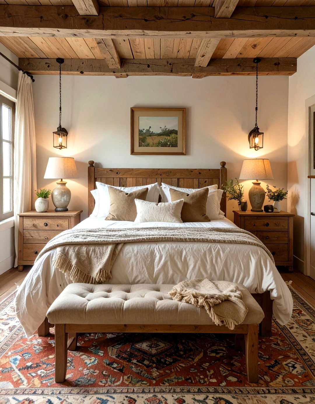 A Symmetrical Cottage Bedroom Layout - 30 cottage bedroom ideas