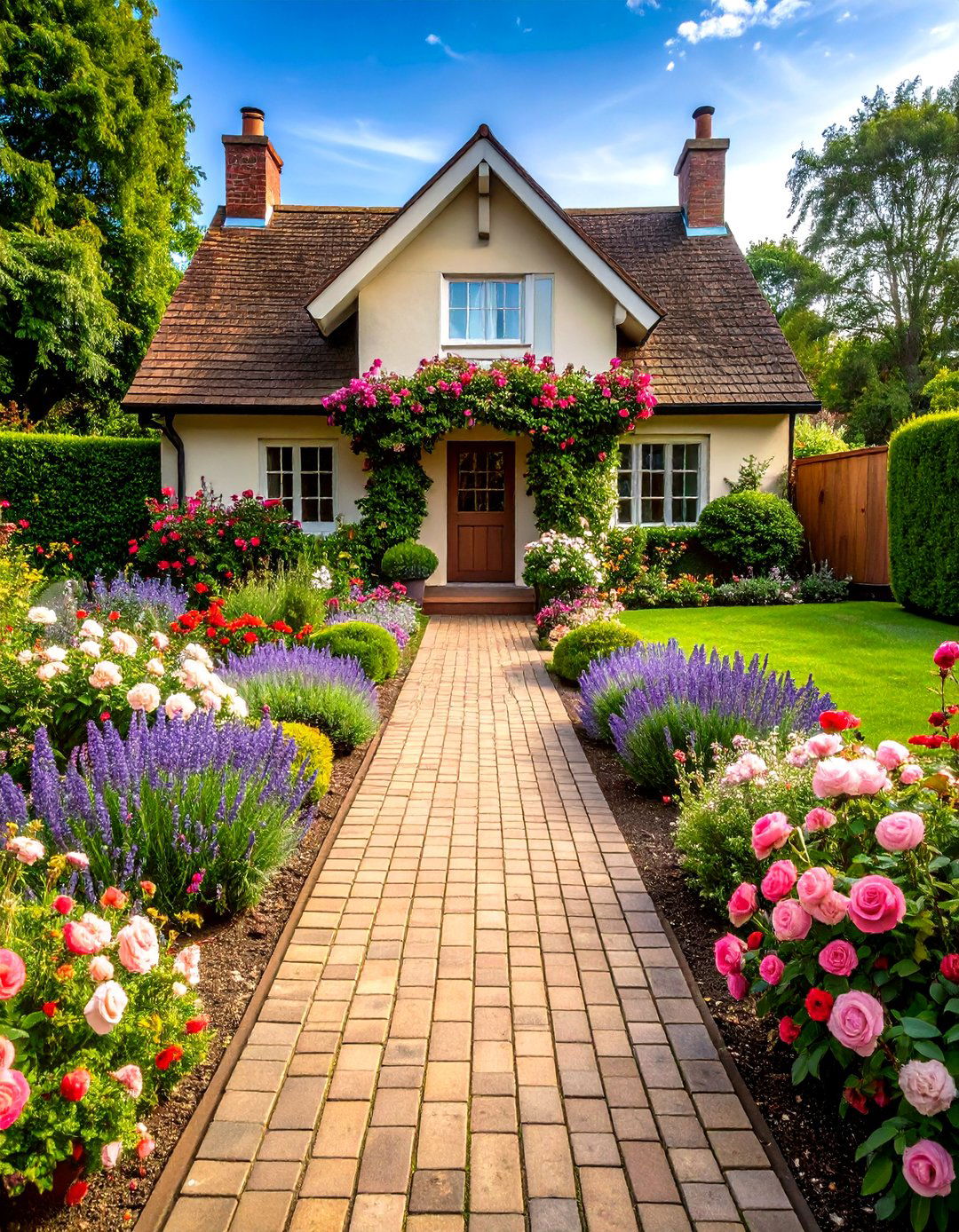 A Symmetrical English Cottage Front Yard - 30 landscaping ideas for small front yards