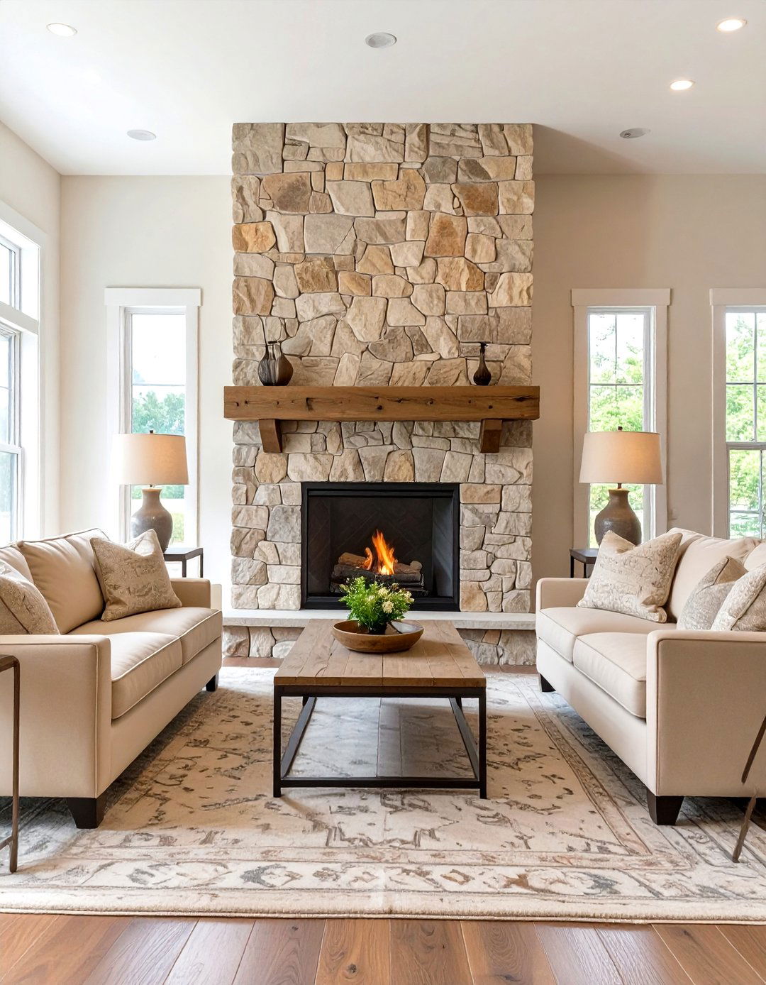 A Symmetrical Farmhouse Living Room Layout - 30 modern farmhouse living room ideas