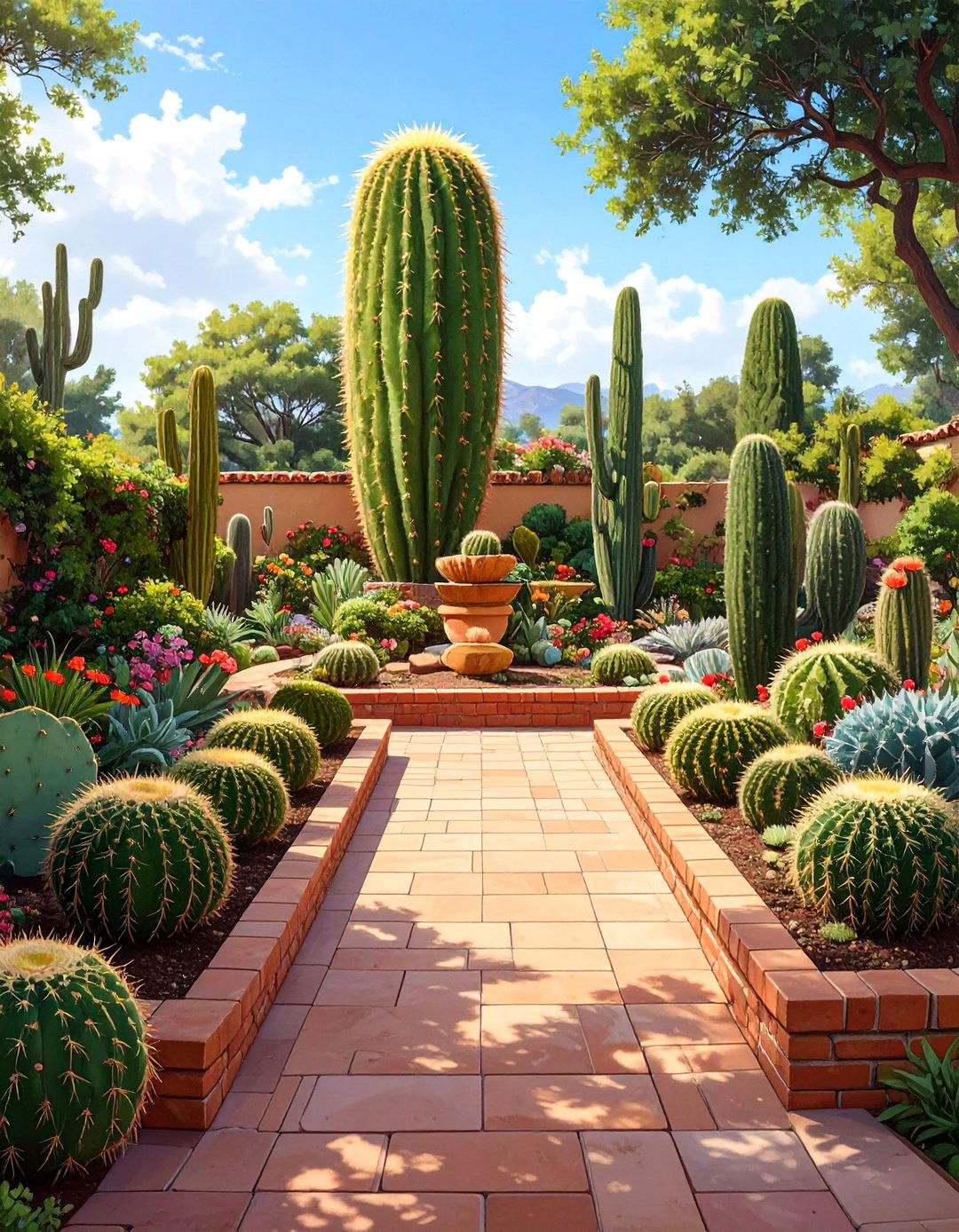 A Symmetrical Formal Cactus Garden - 30 cactus garden ideas