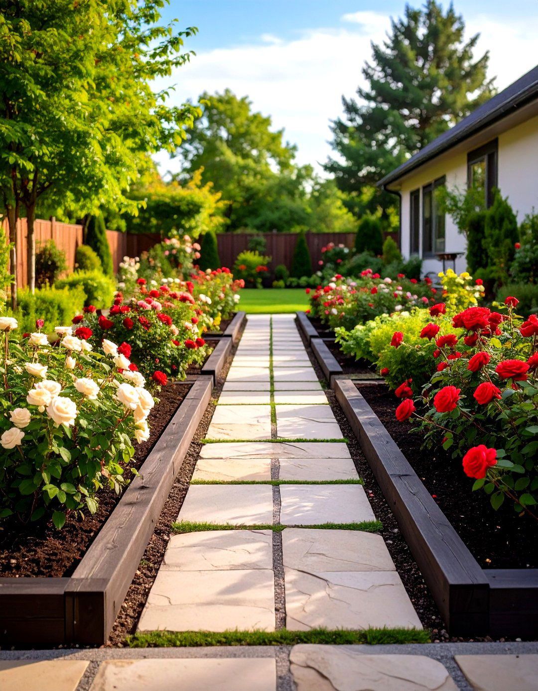 A Symmetrical Formal Garden Layout - 30 landscape timber ideas