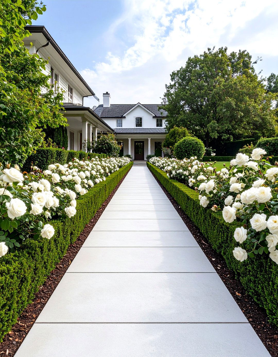 A Symmetrical Formal Garden Walkway - 30 front walkway landscaping ideas