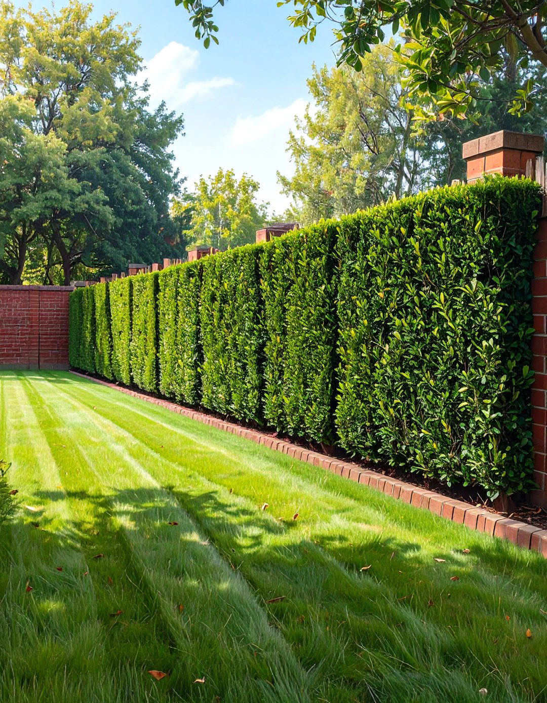 A Symmetrical Formal Hedge Line - 30 along fence simple backyard landscaping ideas