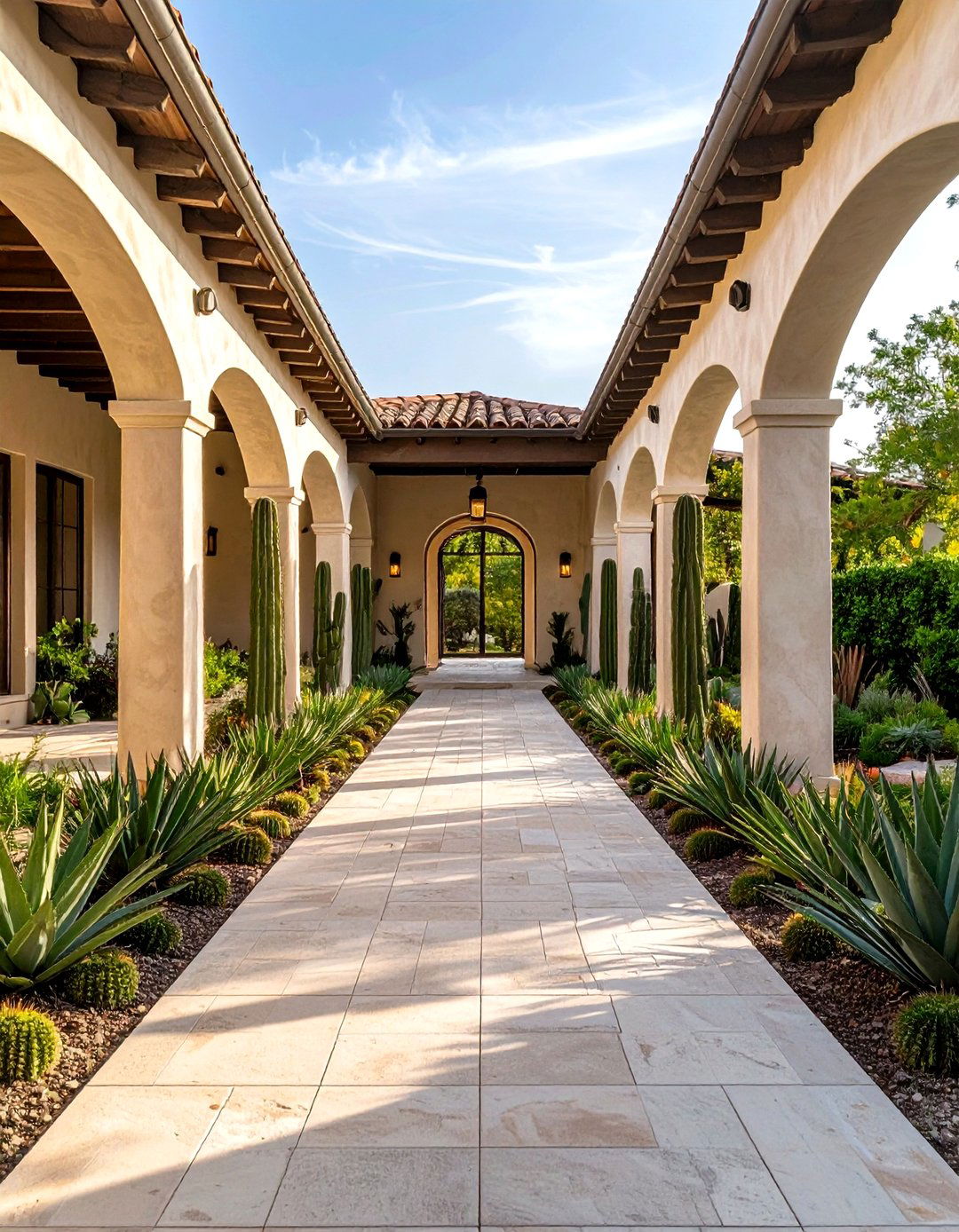 A Symmetrical Front Yard Cactus Design - 30 front yard cactus garden ideas