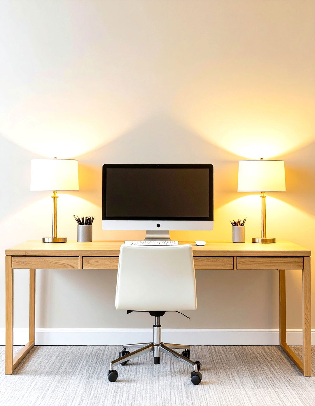 A Symmetrical Layout Desk - 30 office desk organization ideas