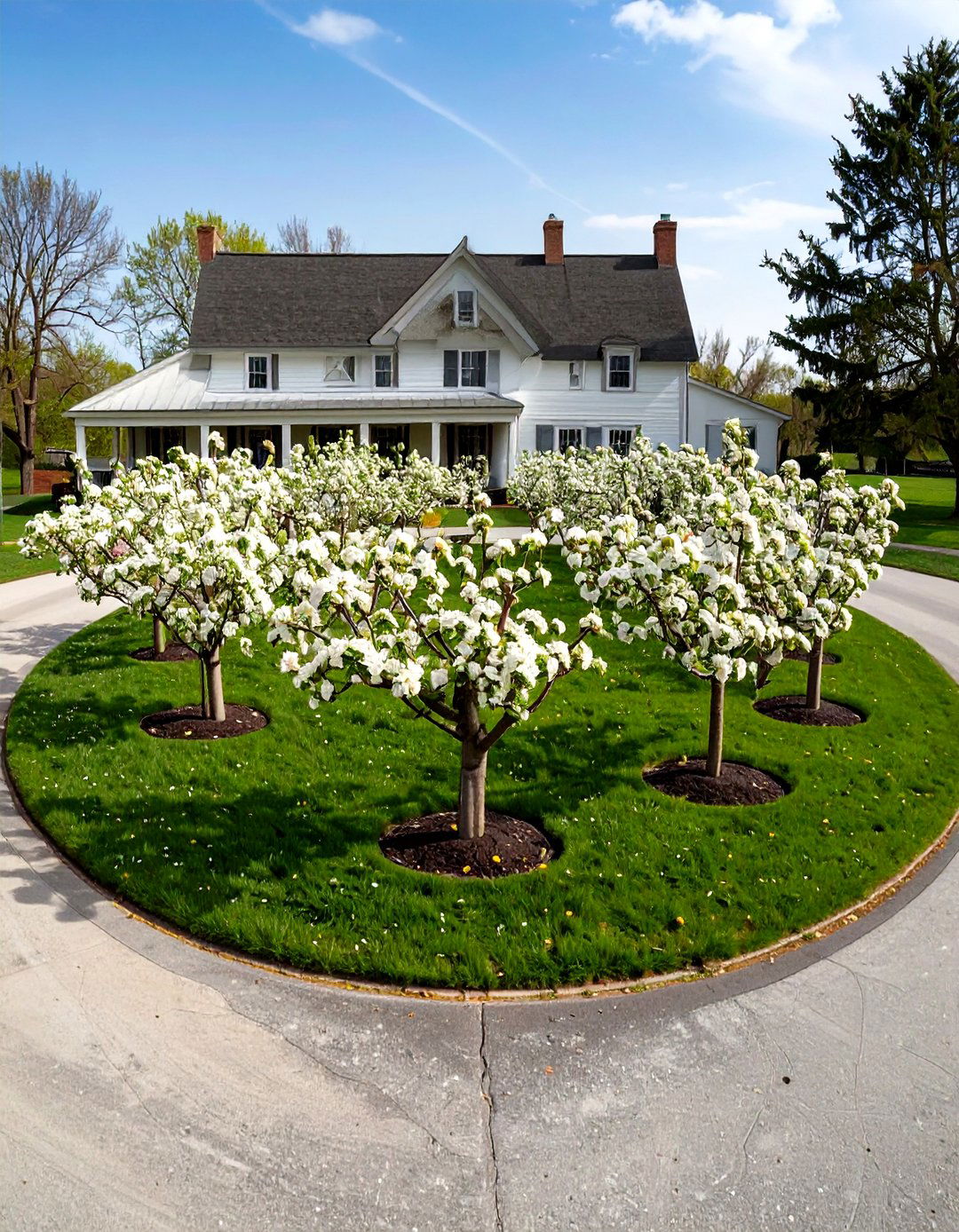 A Symmetrical Orchard Driveway - 30 half circle driveway landscape ideas