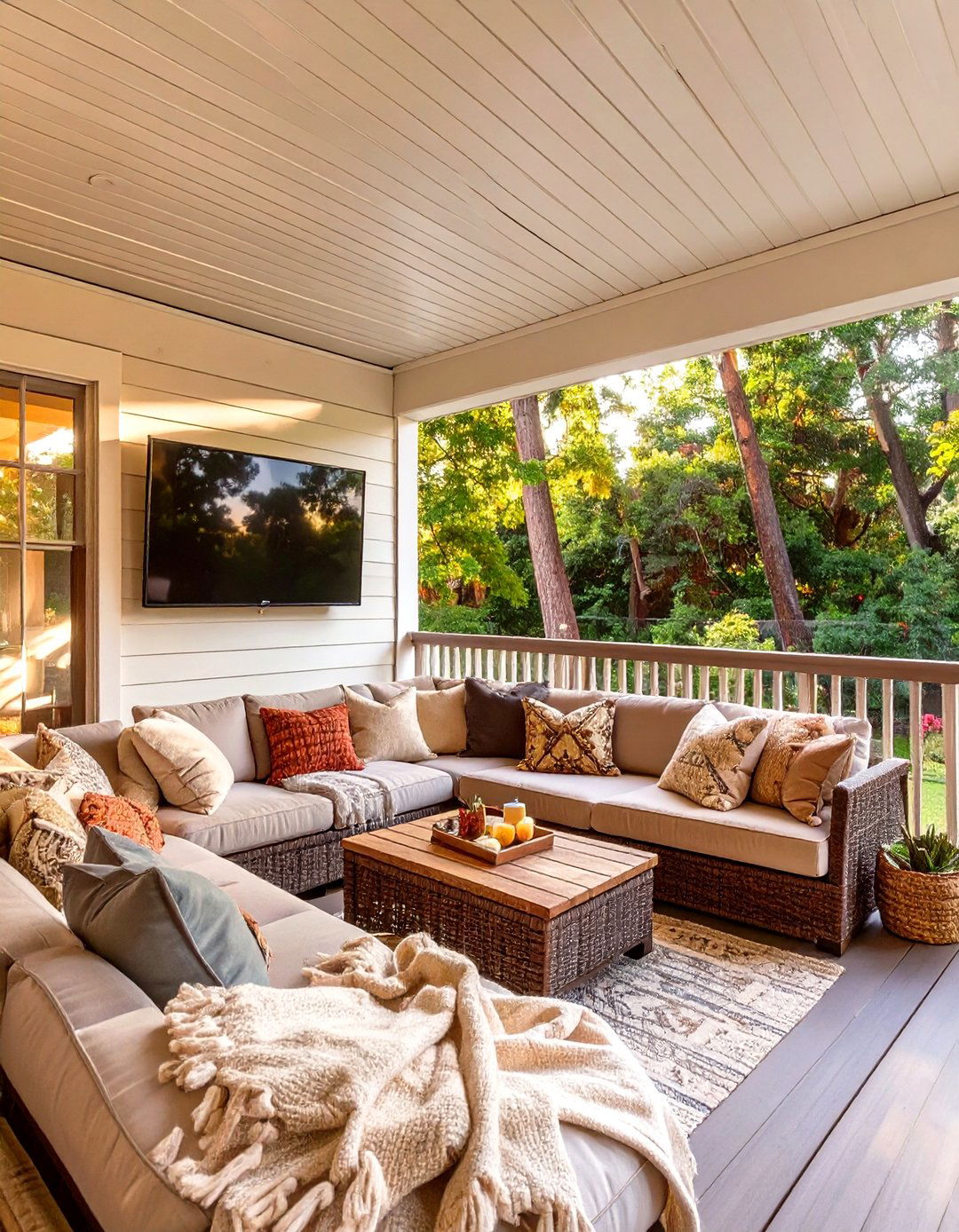 A TV and Entertainment Area for Movie Nights - 30 simple screened in porch ideas