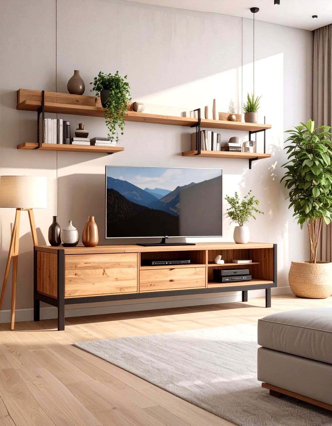 A TV on a Cart for Ultimate Mobility - 30 simple small living room ideas with tv