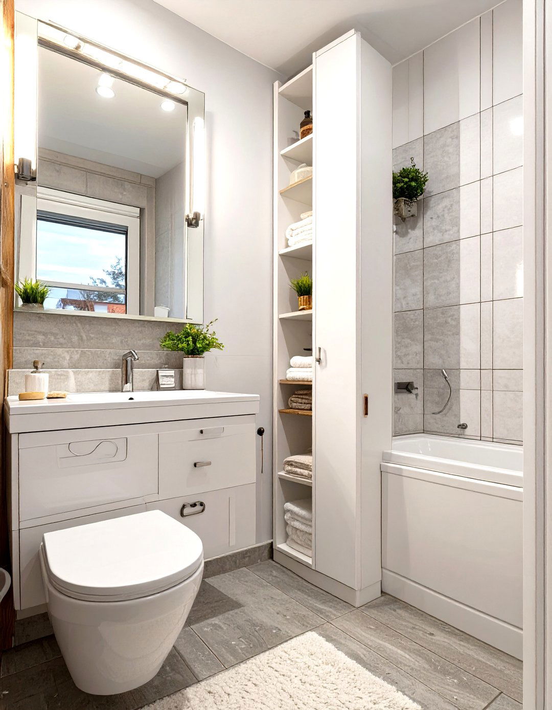 A Tall Narrow Storage Cabinet - 30 small half bathroom ideas