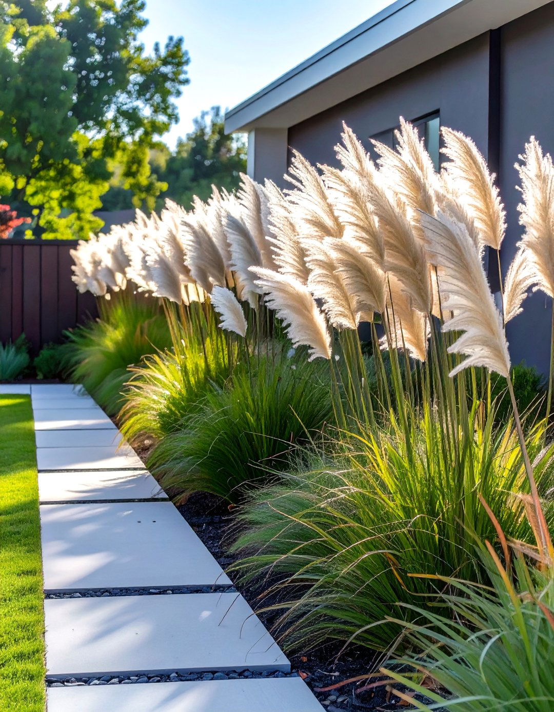 A Tall Ornamental Grass Barrier - 30 backyard privacy ideas