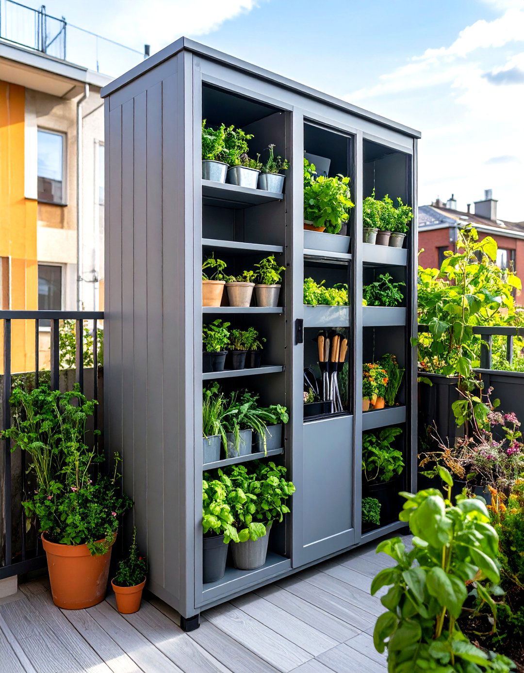 A Tall and Narrow Garden Storage Locker - 30 garden tool storage ideas