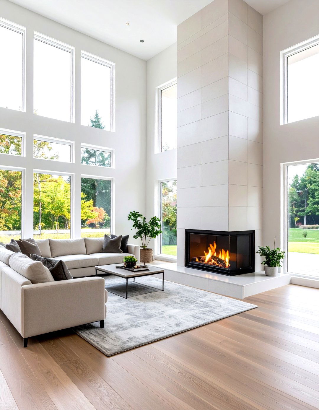A Tall and Slim Living Room Corner Fireplace - 30 living room corner fireplace ideas