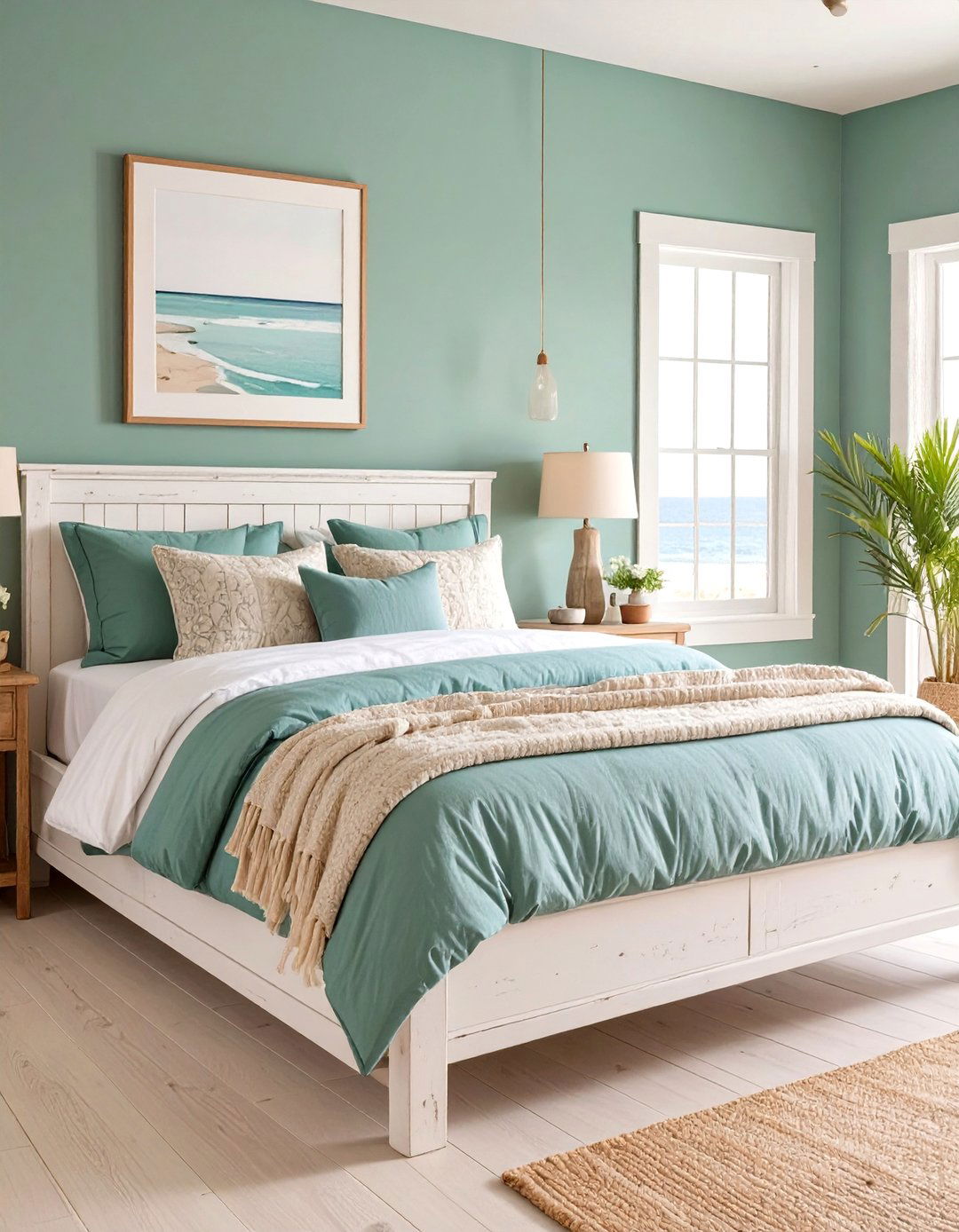 A Teal Green Coastal Inspired Bedroom - 30 green interior design ideas