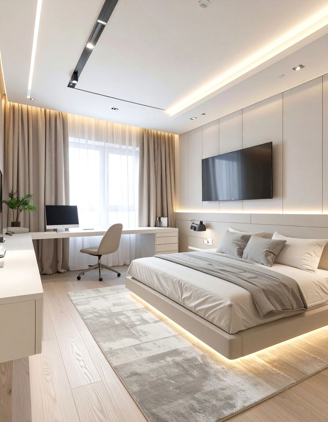 A Tech Integrated Smart Bedroom Office - 30 guest bedroom office ideas